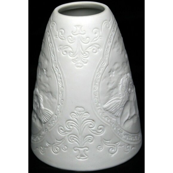 White Cherub Ceramic Light Cover Embossed Cupid Pattern Small Lamp Shade - Picture 6 of 8